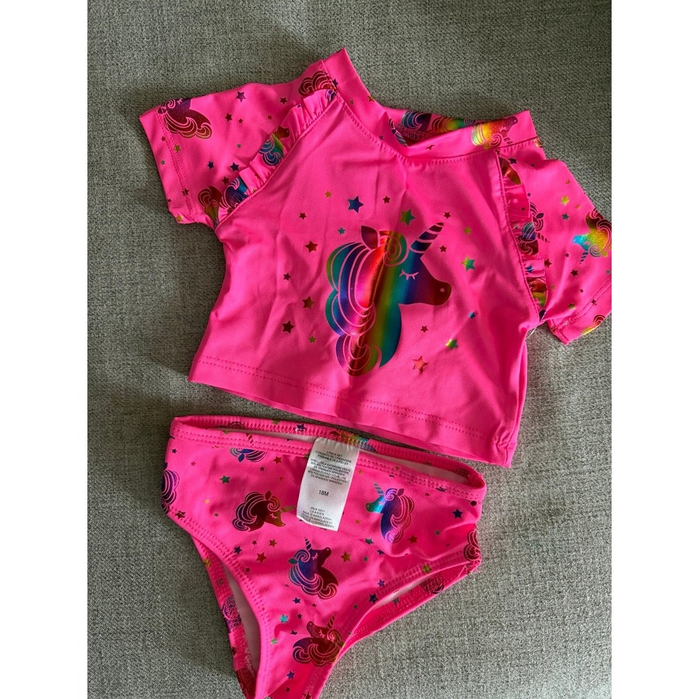 2 piece baby bathing suit unicorn pink 18 months NWT